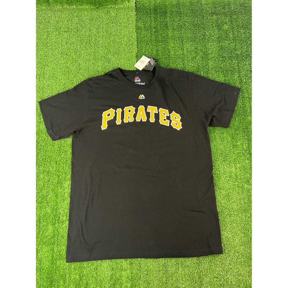 NWT Majestic Pittsburgh Pirates Gregory Polanco 25 MLB T-Shirt Mens Large Black